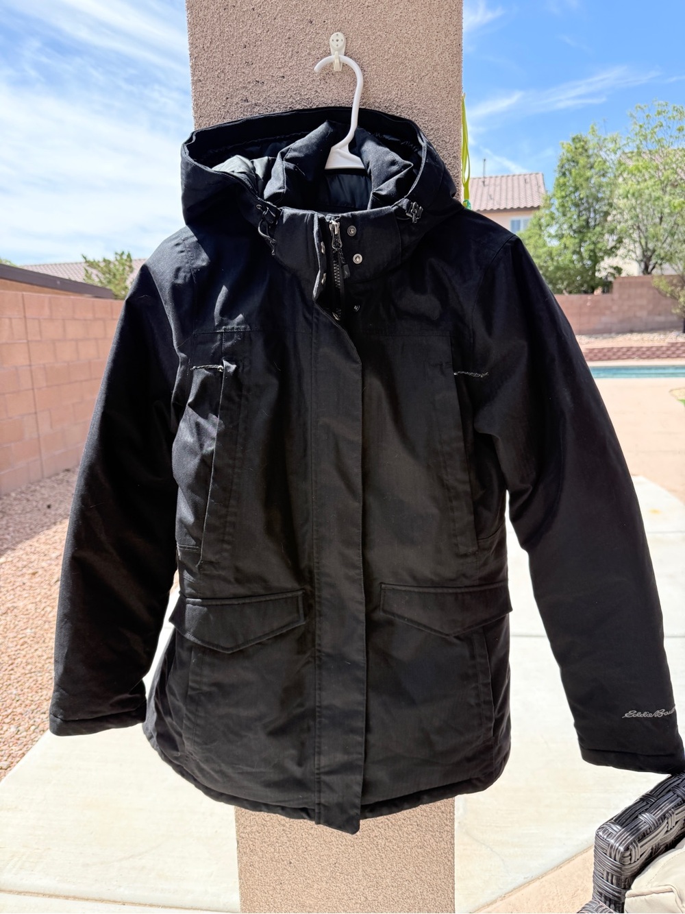 Eddie Bauer Black Hooded Insulated Parka Jacket